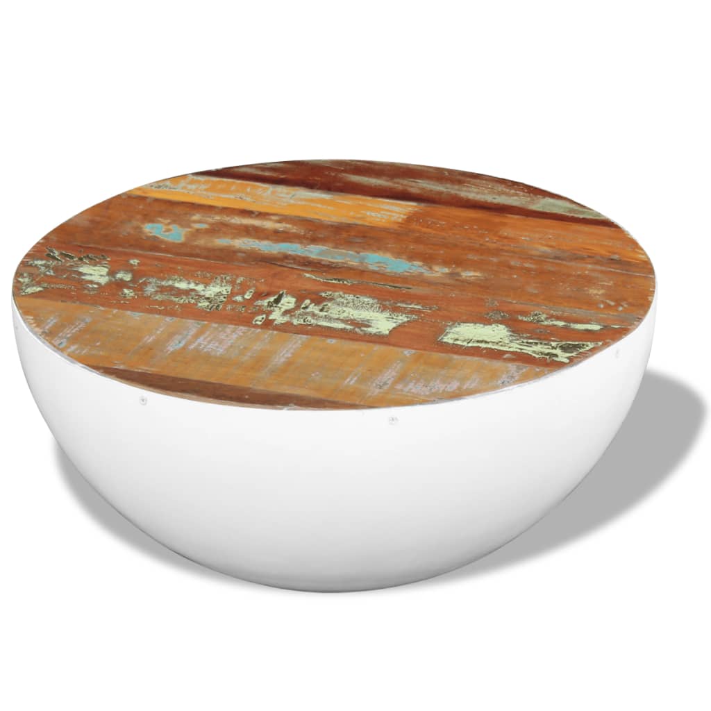 Bowl-shaped coffee table, reclaimed wood, 60x60x30 cm