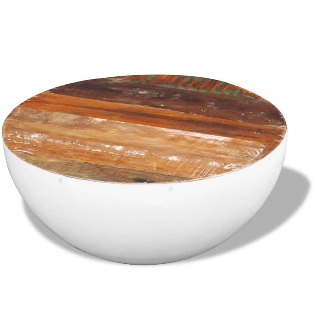 Bowl-shaped coffee table, reclaimed wood, 60x60x30 cm