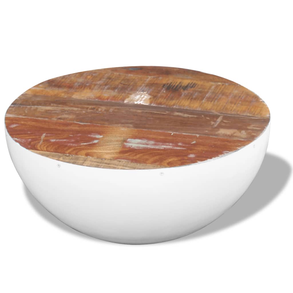 Bowl-shaped coffee table, reclaimed wood, 60x60x30 cm