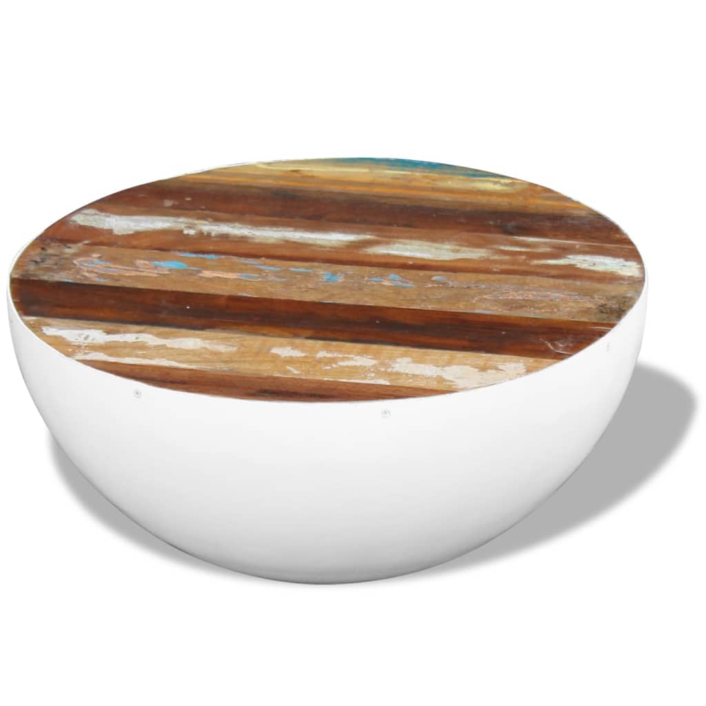 Bowl-shaped coffee table, reclaimed wood, 60x60x30 cm