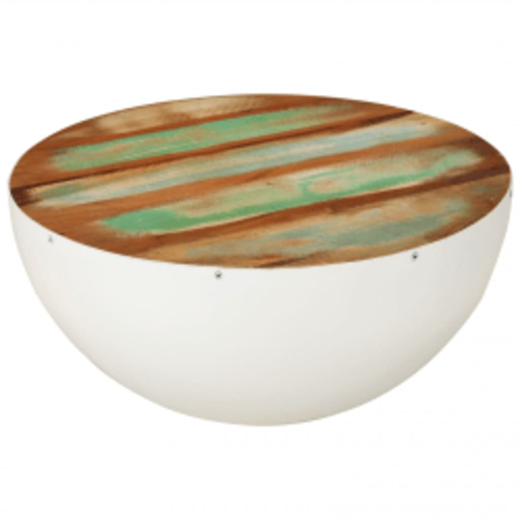 Bowl-shaped coffee table, reclaimed wood, 60x60x30 cm