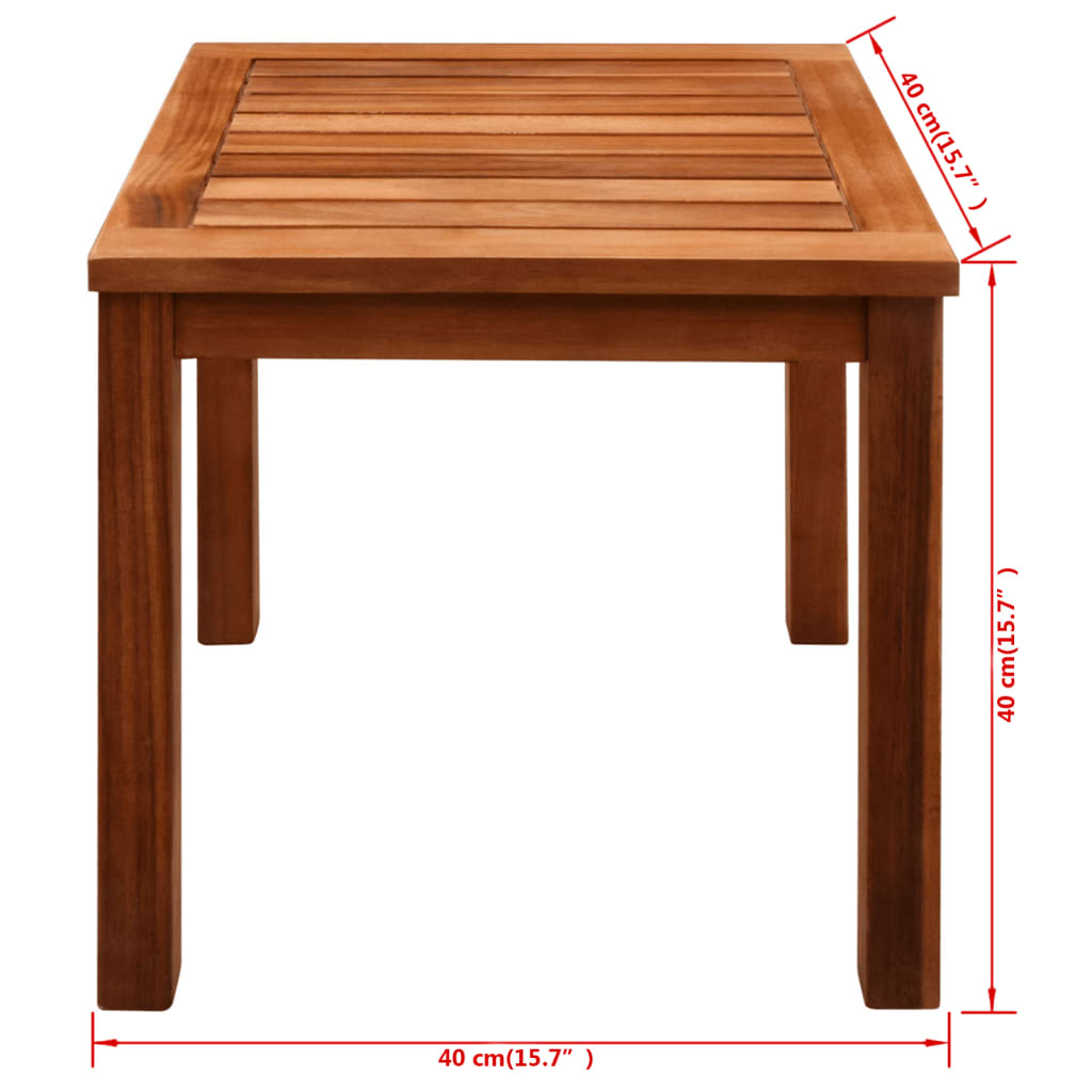 Sun loungers, 2 pcs., with table, acacia wood and textilene