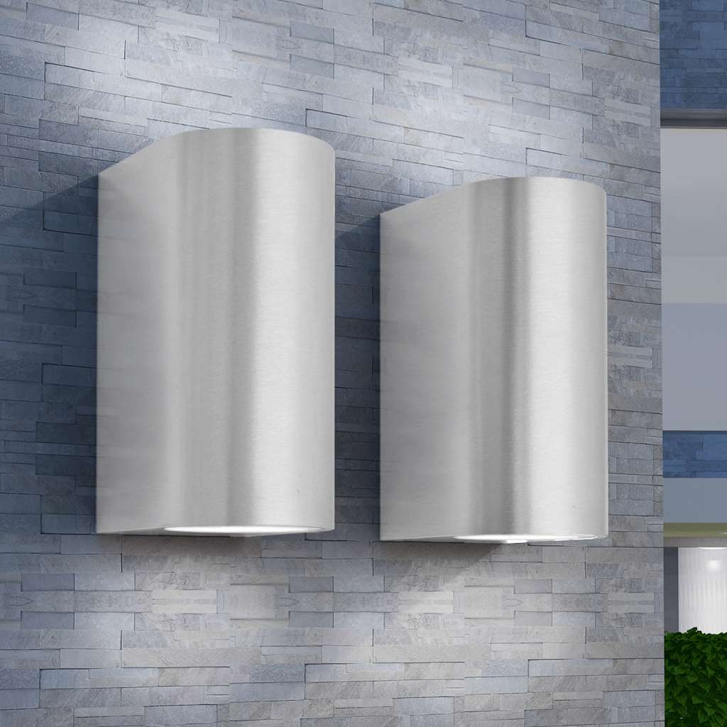 Outdoor LED wall light, 2 pcs., round, up/down light