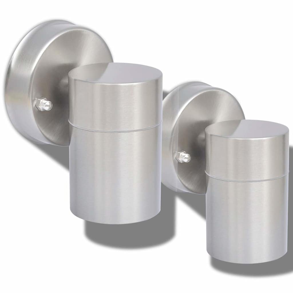 Outdoor LED wall light, 2 pcs., stainless steel, downward light