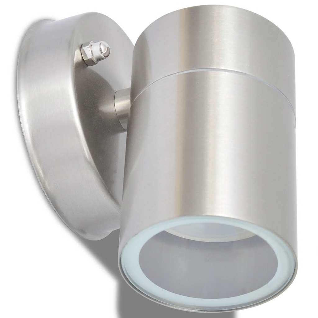 Outdoor LED wall light, 2 pcs., stainless steel, downward light