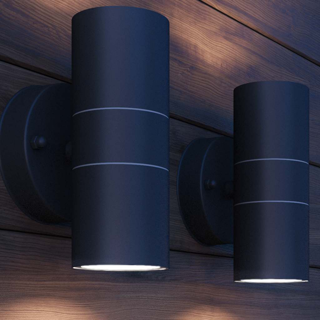 Outdoor LED wall light, 2 pcs., stainless steel, up/down