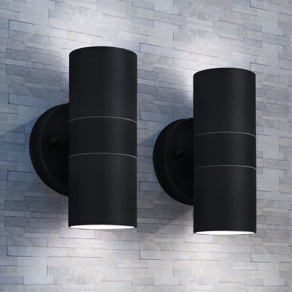 Outdoor wall light, 2 pcs, light up/down, stainless steel