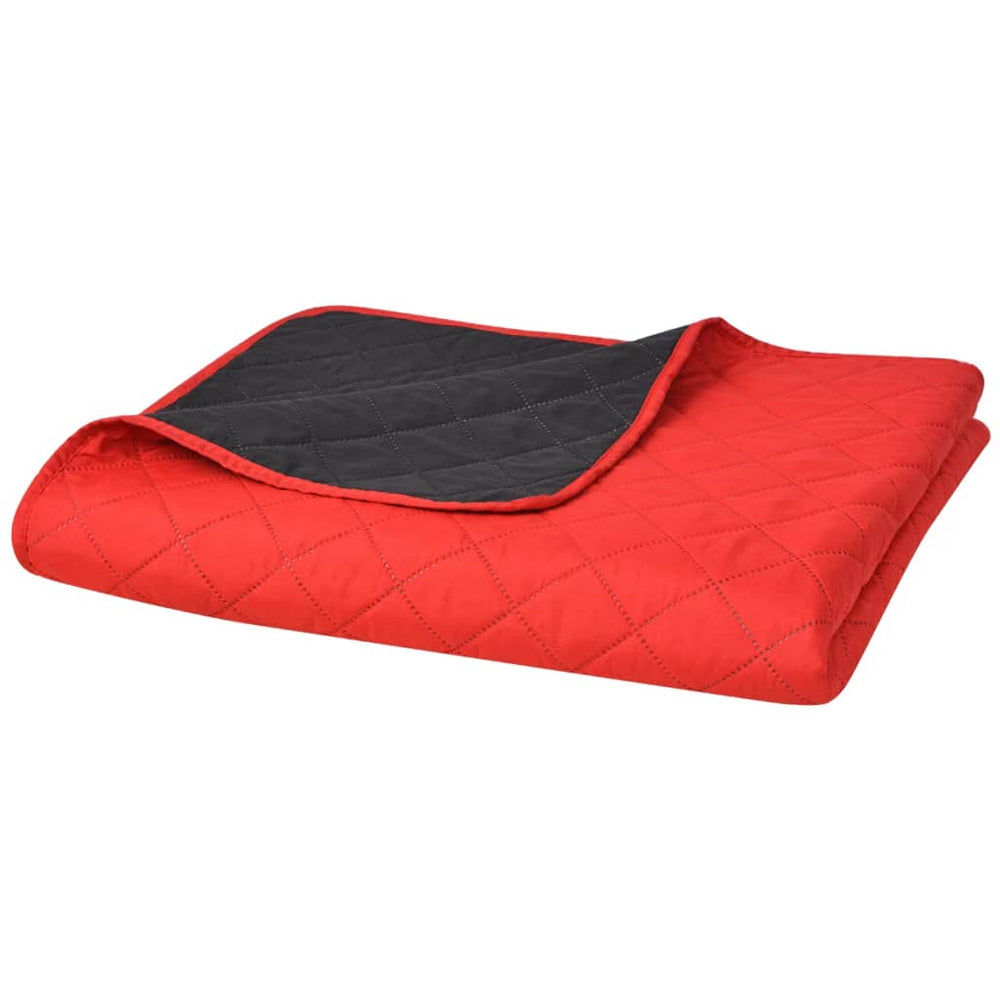 Reversible quilted bedspread, red and black, 170x210 cm