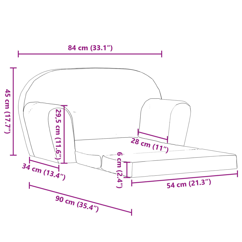 Children's recliner chair, light grey
