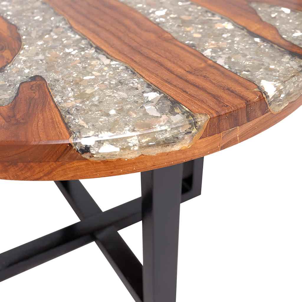 Coffee table, teak and resin, 60 cm