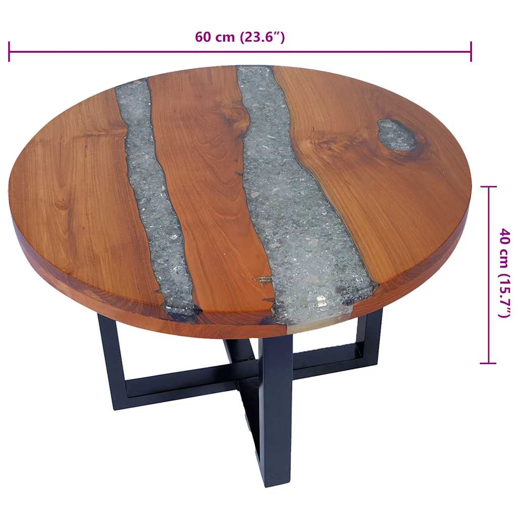 Coffee table, teak and resin, 60 cm