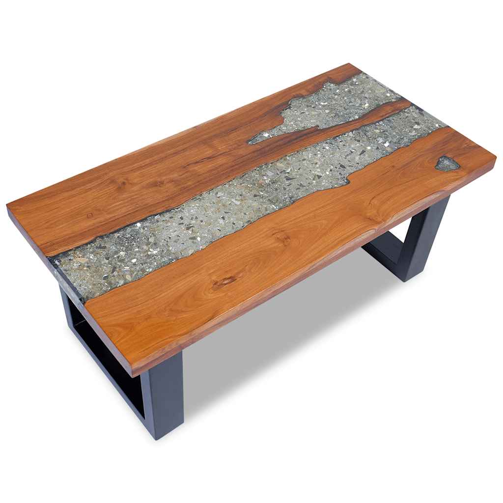 Coffee table, teak and resin, 100x50 cm