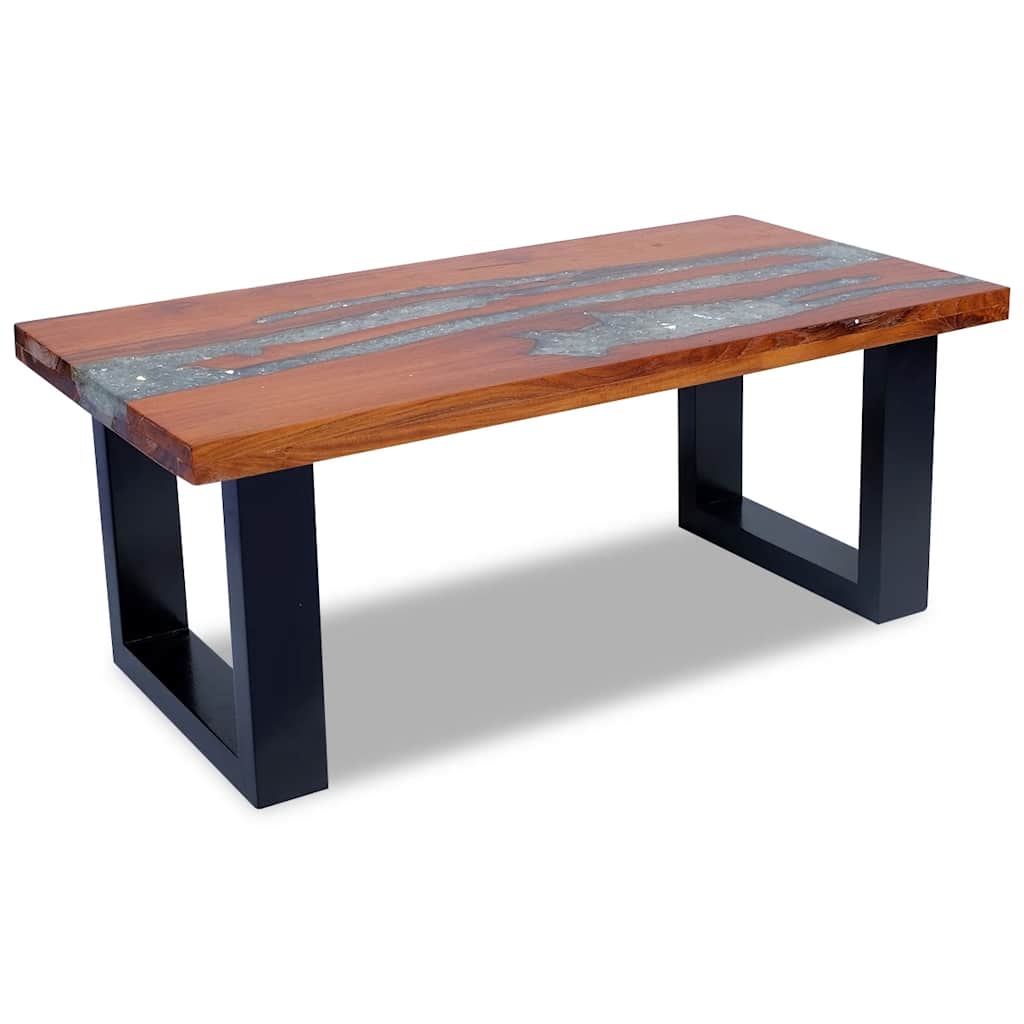 Coffee table, teak and resin, 100x50 cm