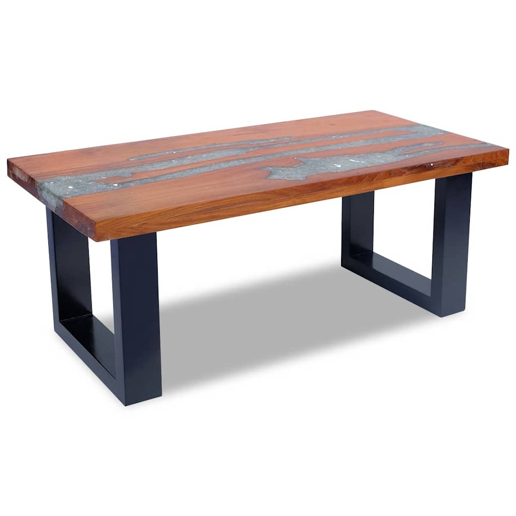 Coffee table, teak and resin, 100x50 cm