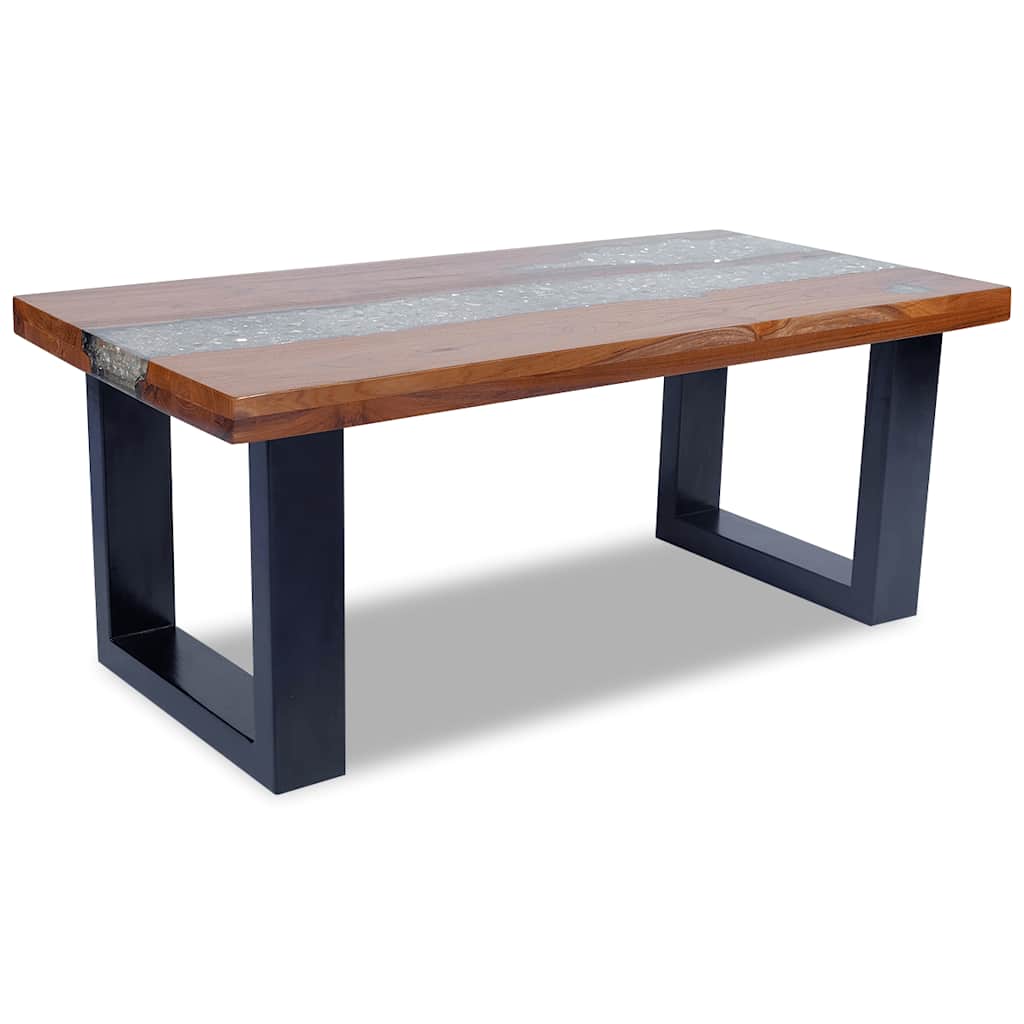 Coffee table, teak and resin, 100x50 cm