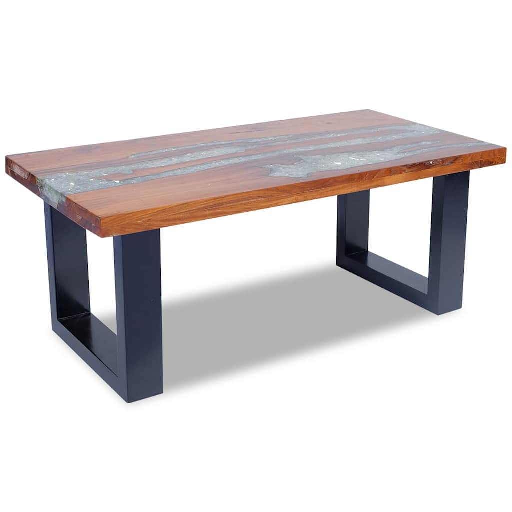 Coffee table, teak and resin, 100x50 cm