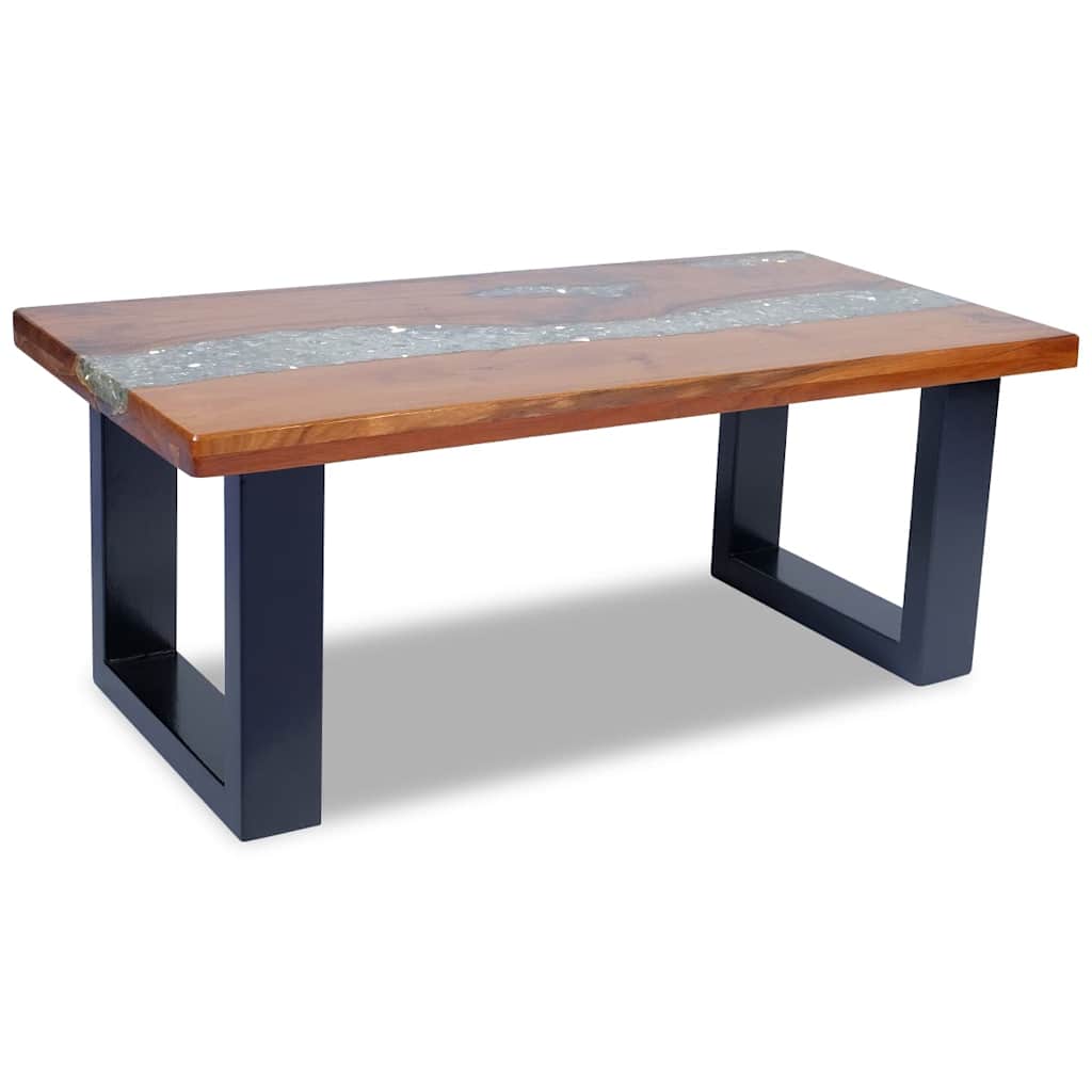 Coffee table, teak and resin, 100x50 cm