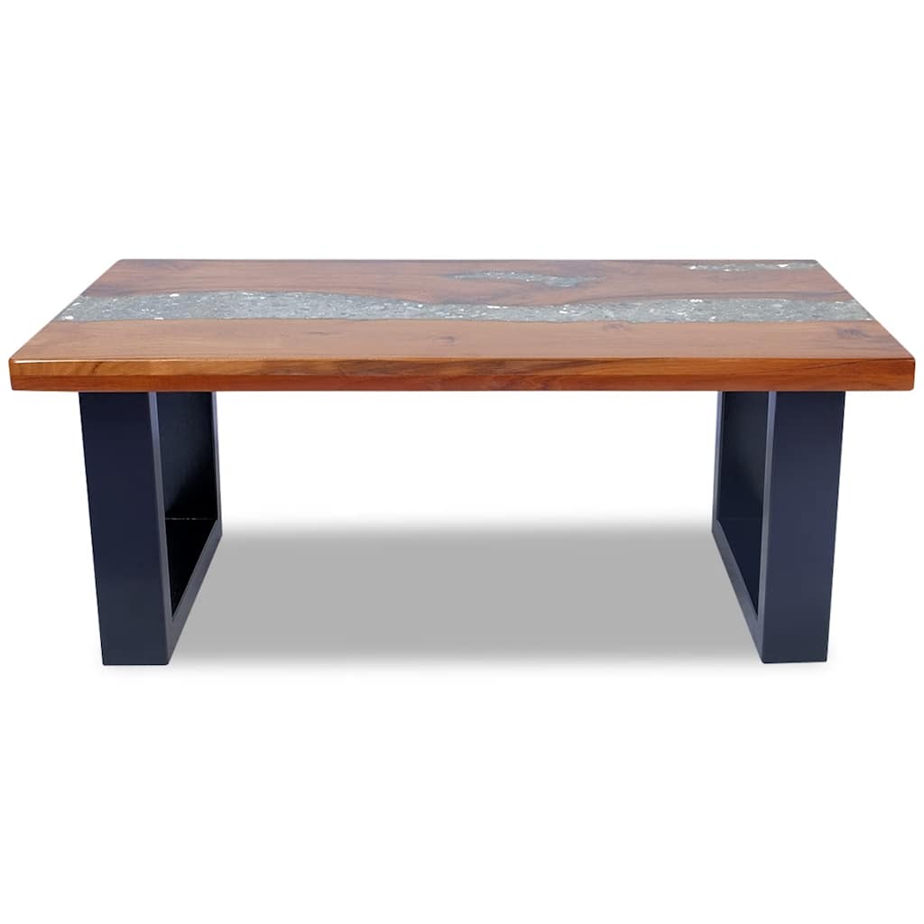 Coffee table, teak and resin, 100x50 cm
