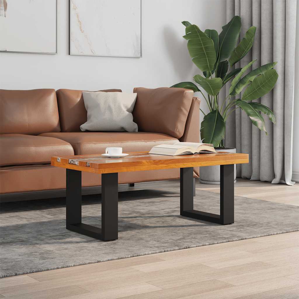 Coffee table, teak and resin, 100x50 cm