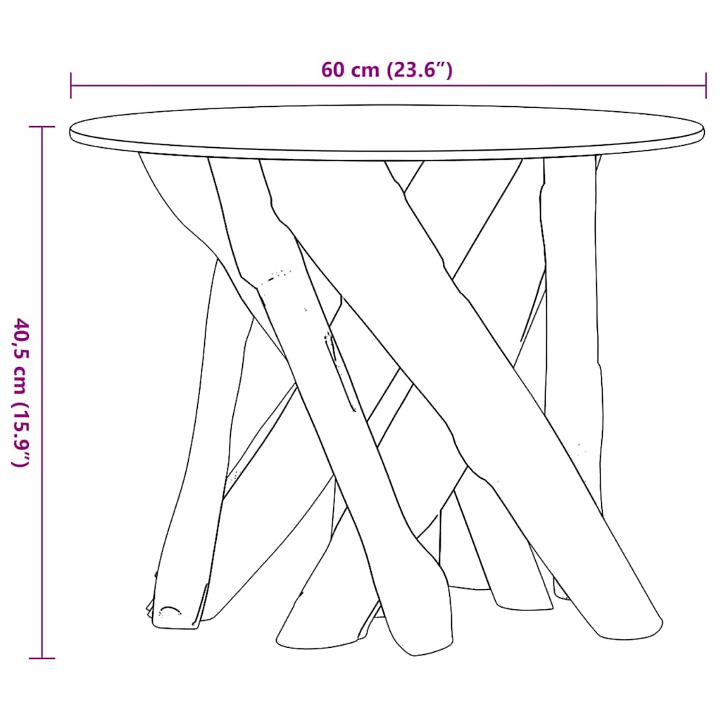 Kavos staliukas, masyvi tikmedžio mediena, 60 cm
