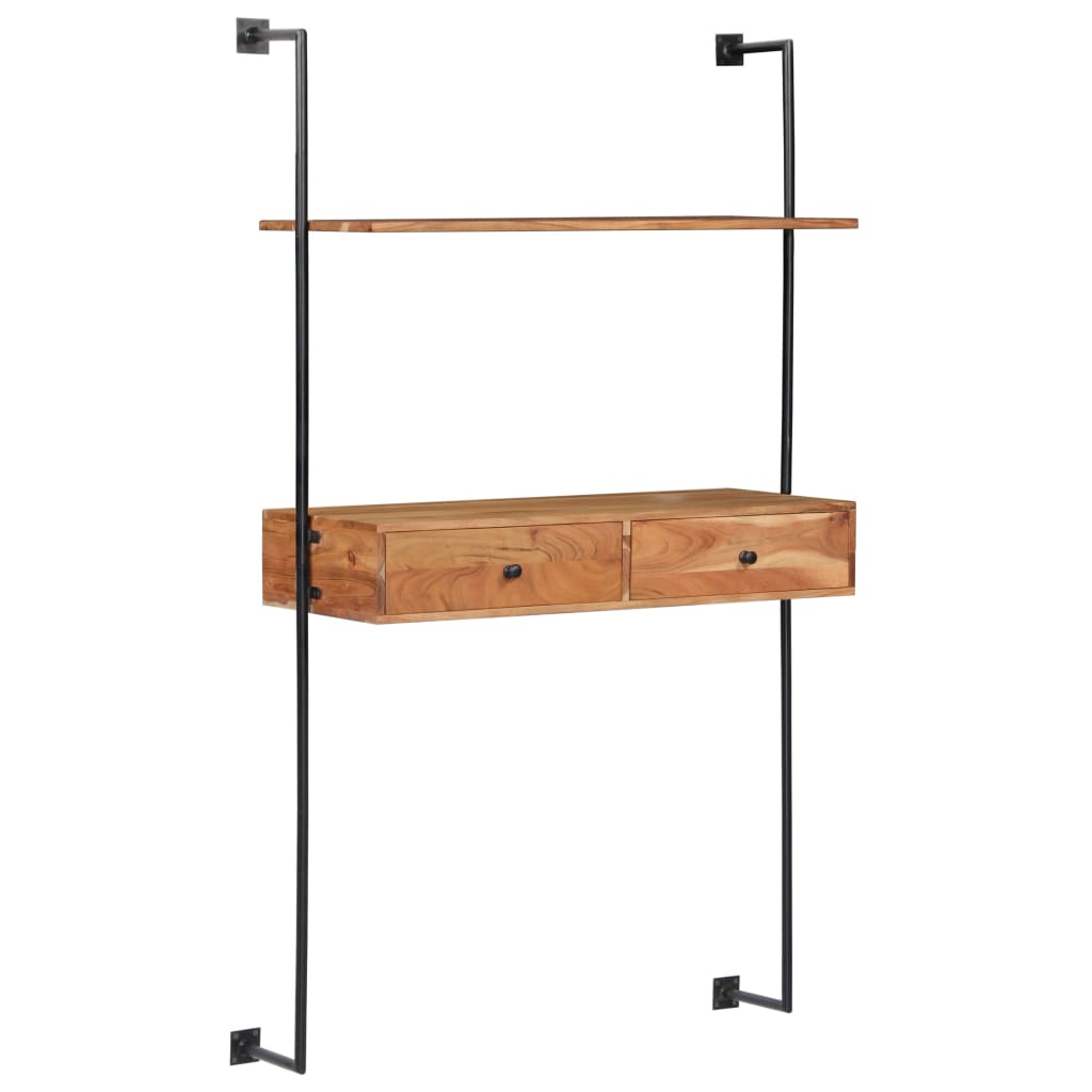 Wall-mounted desk, 90x40x170 cm, solid acacia wood