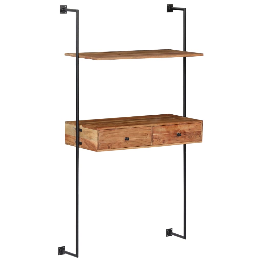 Wall-mounted desk, 90x40x170 cm, solid acacia wood