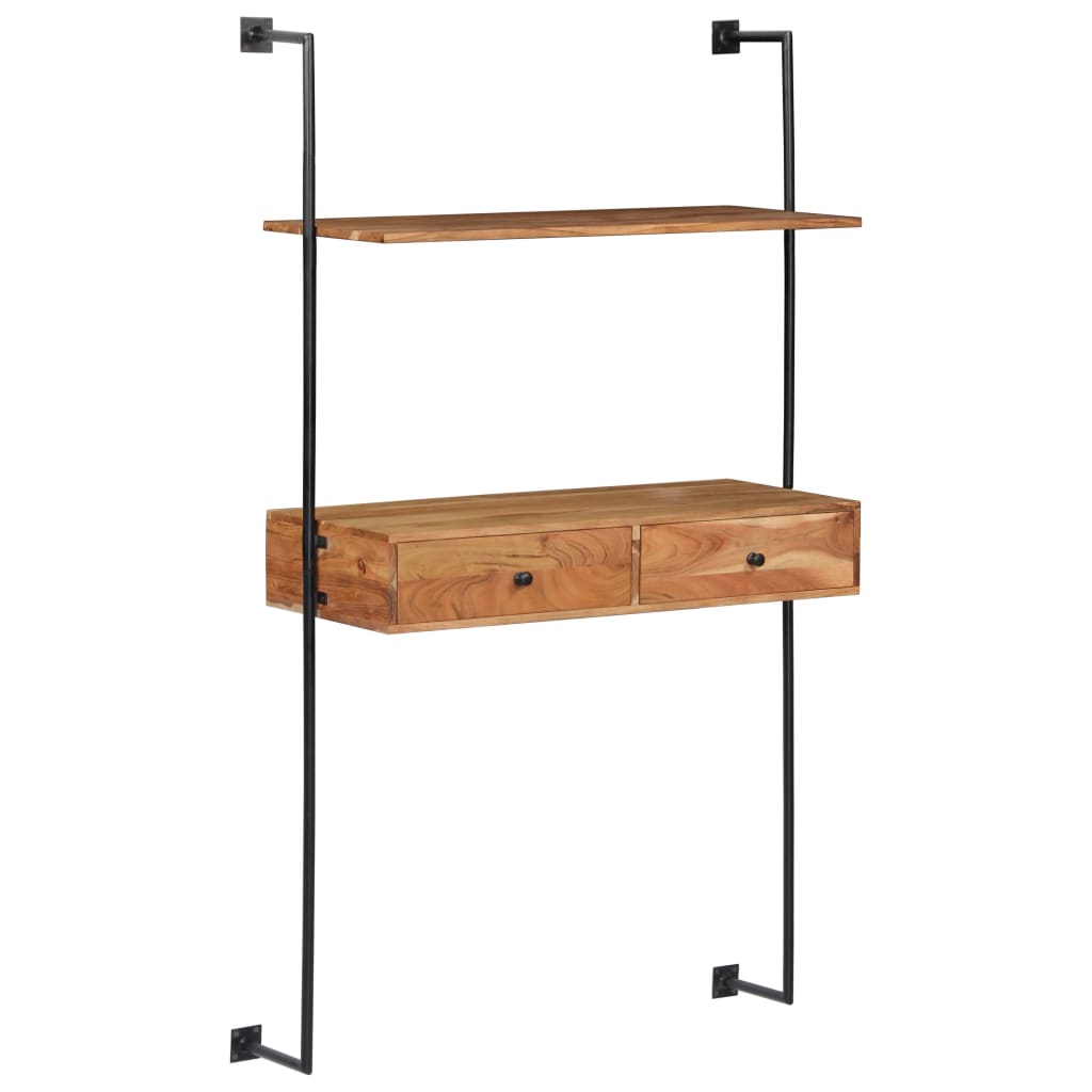 Wall-mounted desk, 90x40x170 cm, solid acacia wood