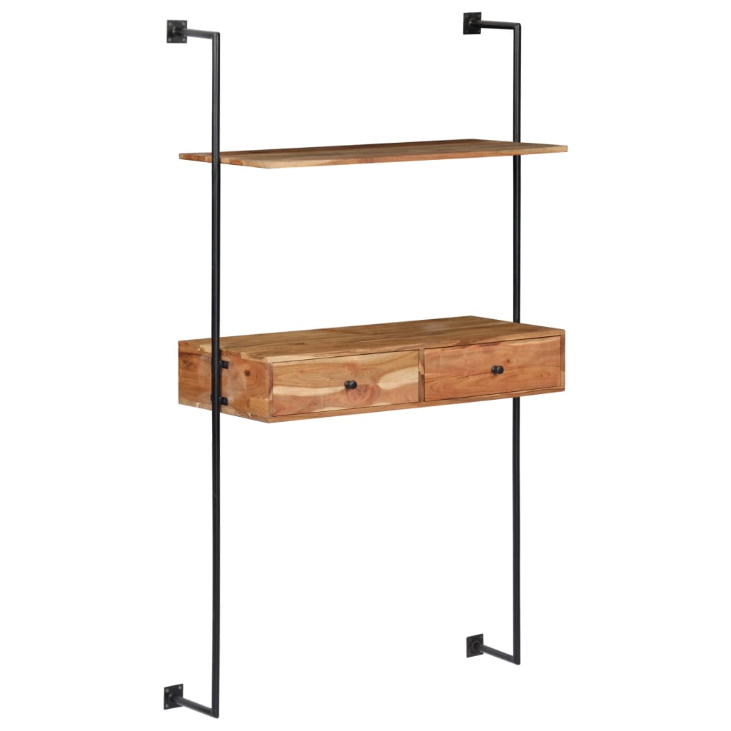 Wall-mounted desk, 90x40x170 cm, solid acacia wood