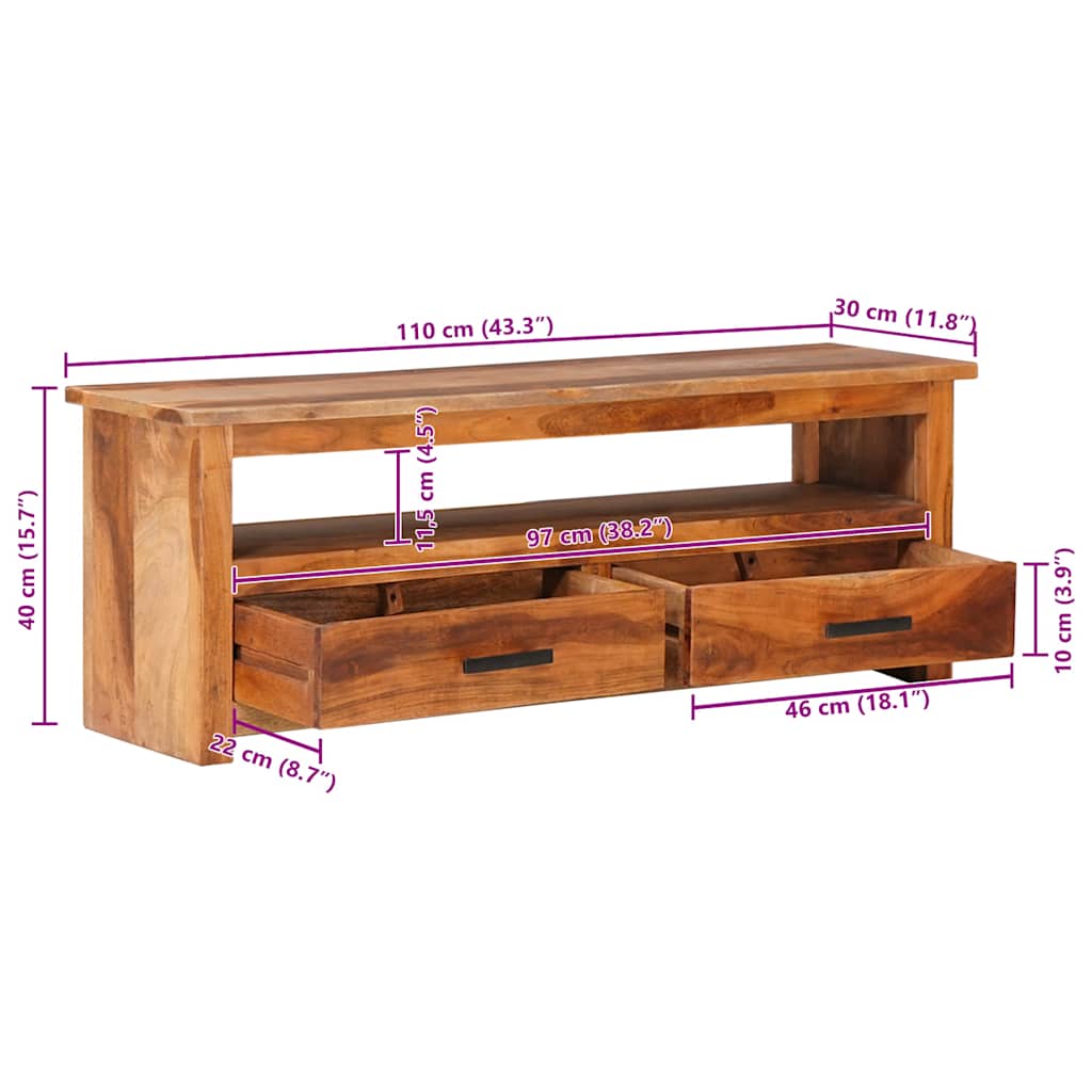 TV cabinet, 118x30x40cm, solid wood