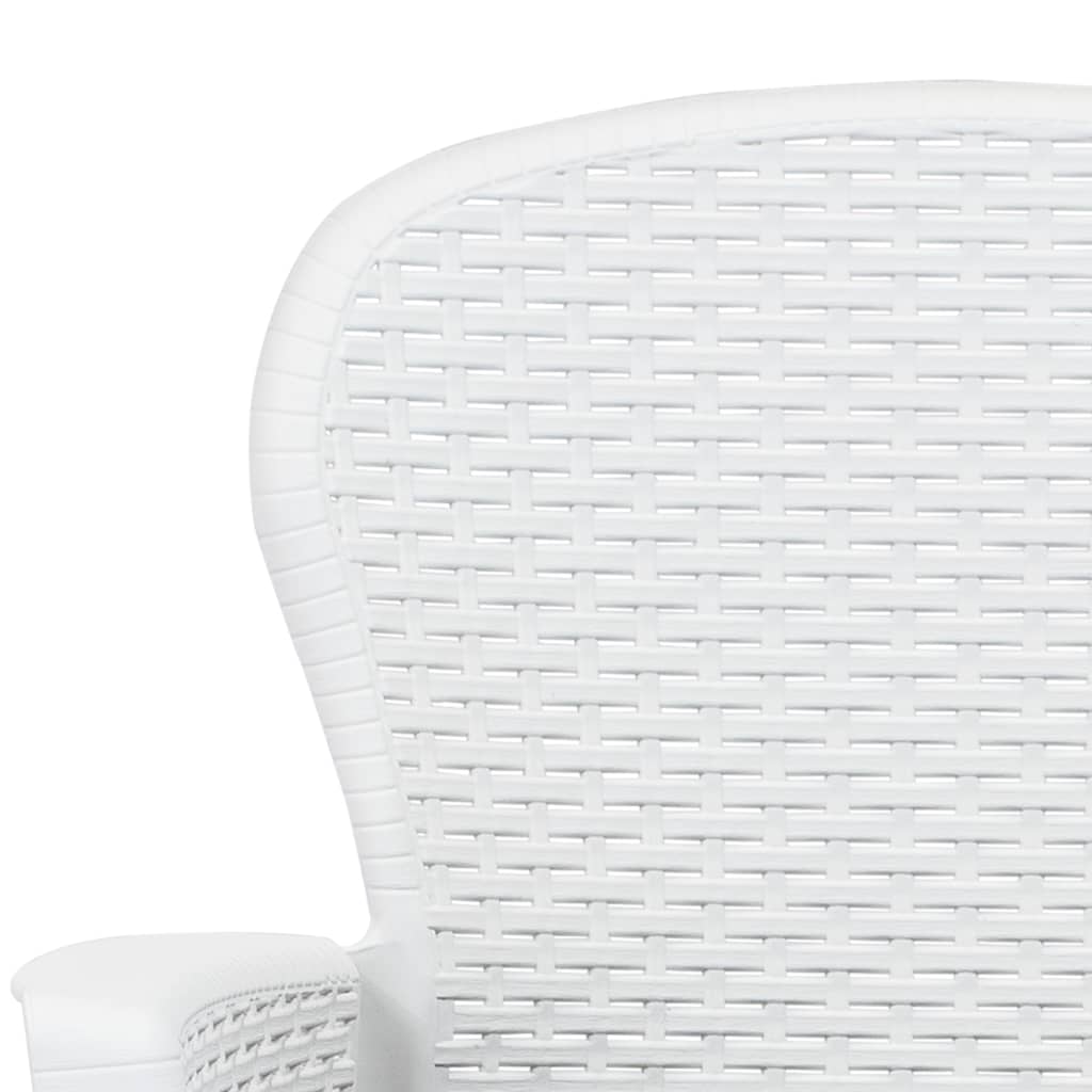 Garden chairs with cushions, 2 pcs, white, plastic, rattan imitation