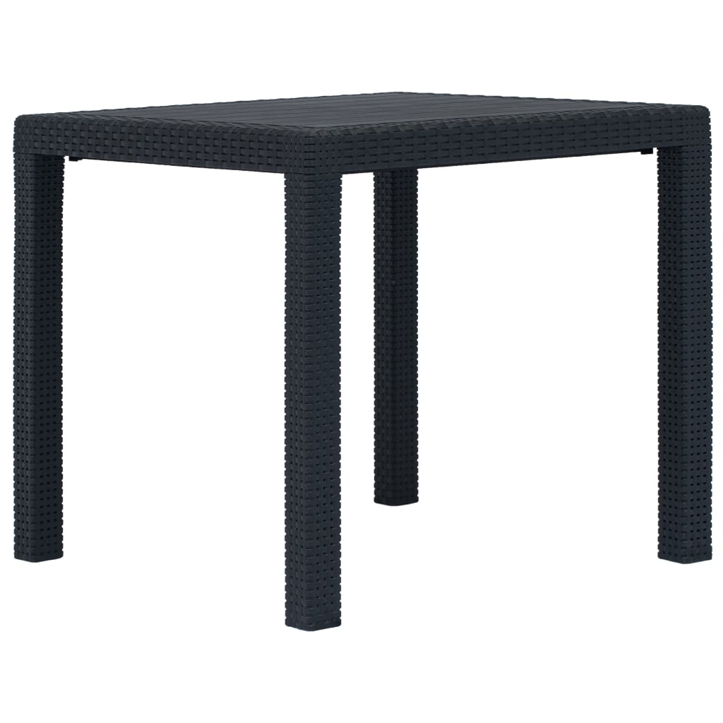 Garden table, anthracite, 79x79x72 cm, plastic, rattan imitation