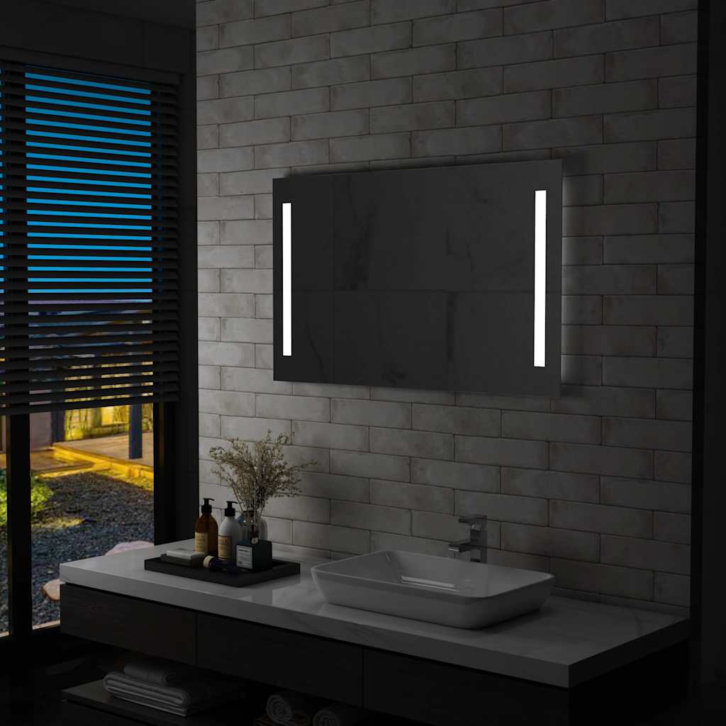 Sieninis vonios kambario veidrodis su LED, 100x60cm