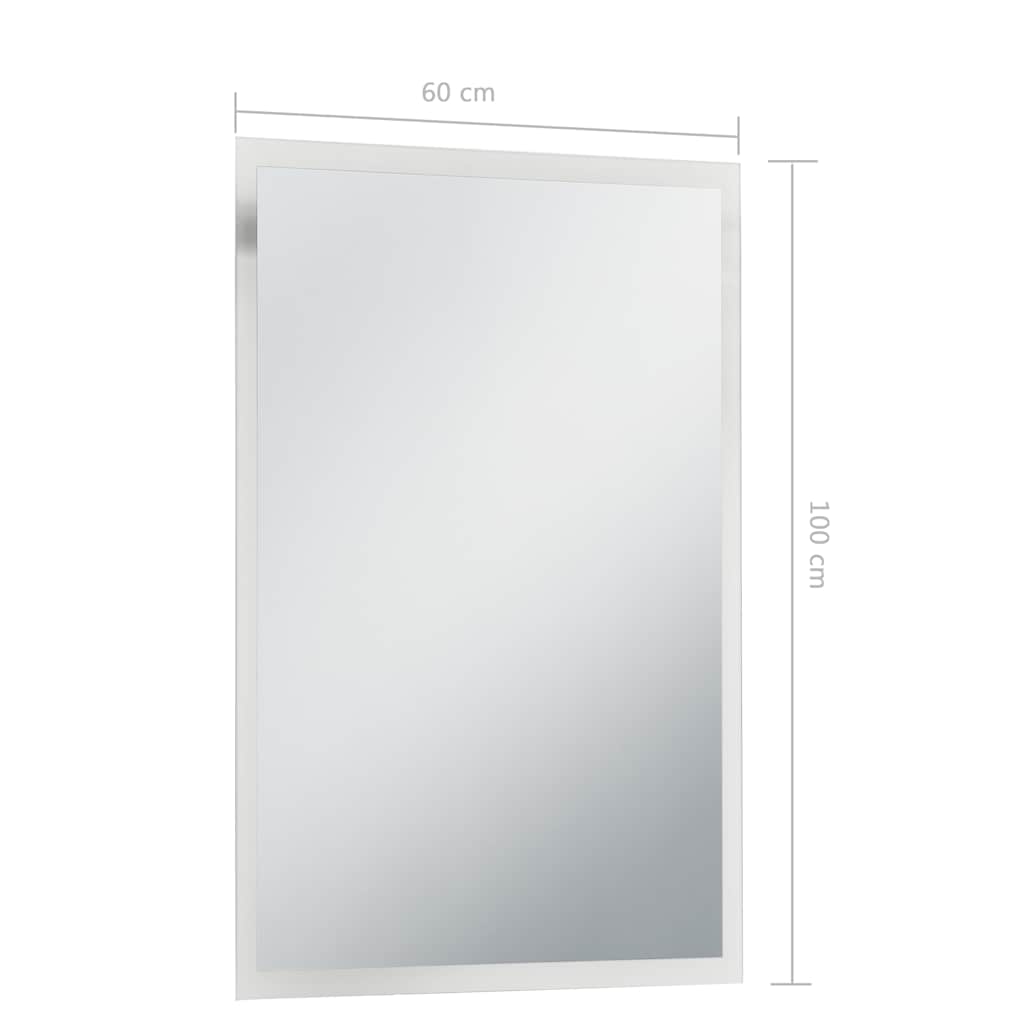 Sieninis vonios kambario veidrodis su LED, 60x100cm