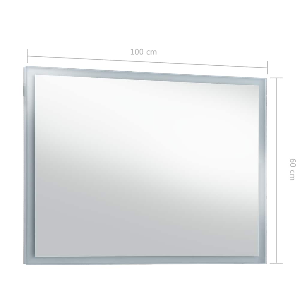 Sieninis vonios kambario veidrodis su LED, 100x60cm