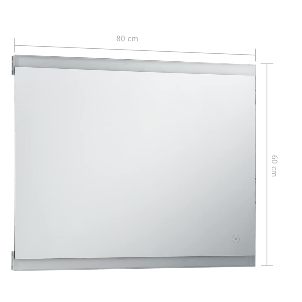 Sieninis vonios kambario veidrodis su LED ir jutikliu, 80x60cm