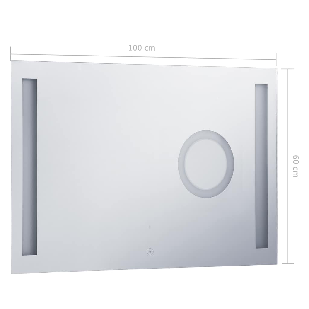 Sieninis vonios kambario veidrodis su LED ir jutikliu, 100x60cm