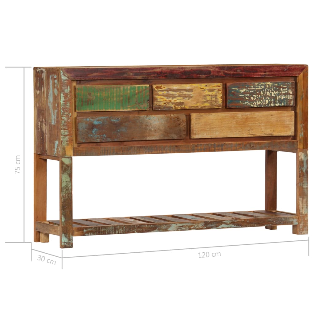 Sideboard, 120x30x75cm, solid reclaimed wood