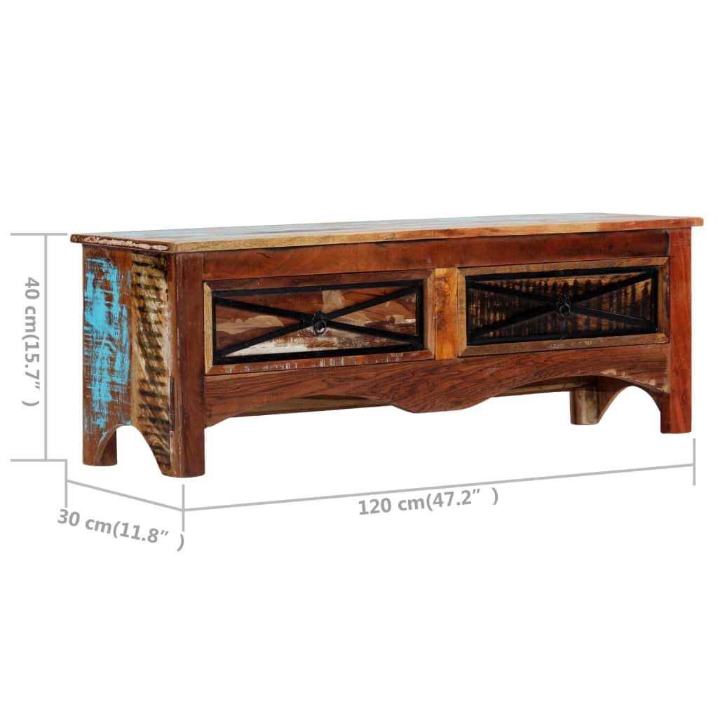 TV cabinet, 120x30x40cm, recycled solid wood