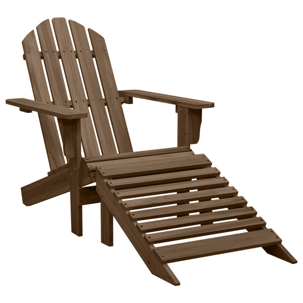 Garden chair with footrest, brown, wood
