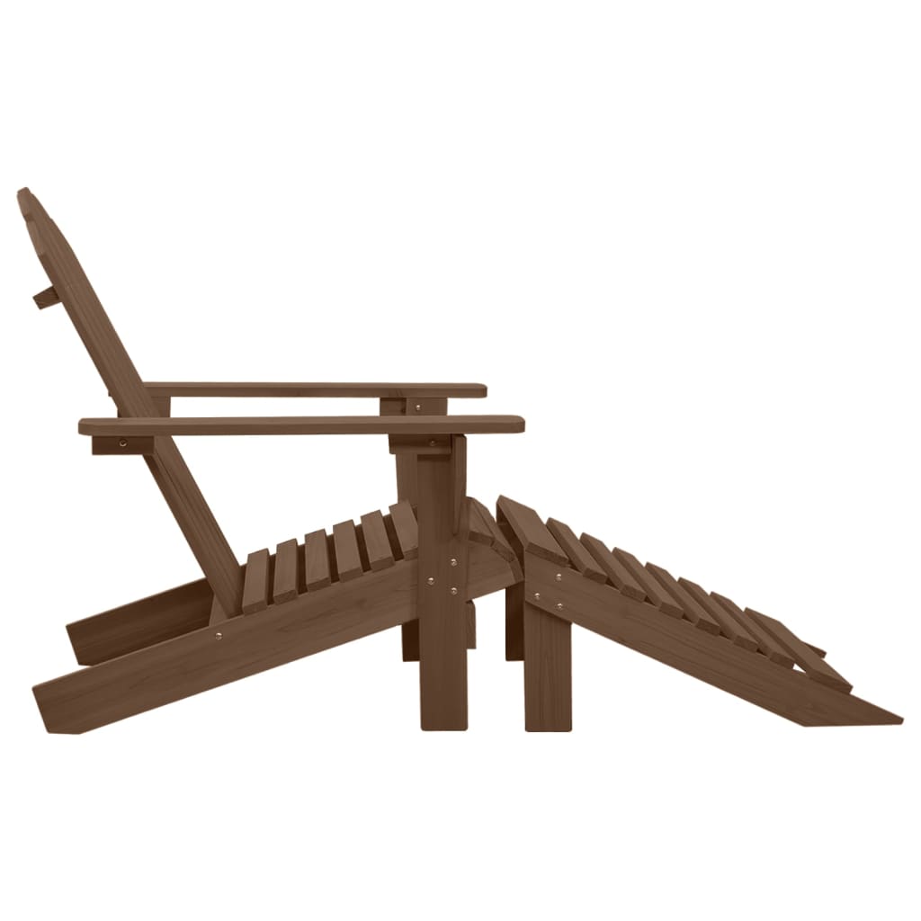 Garden chair with footrest, brown, wood