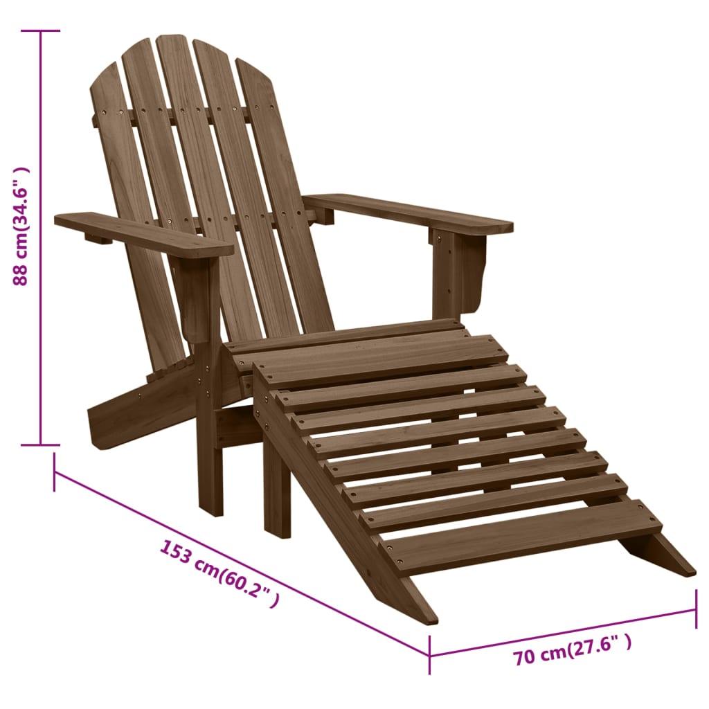 Garden chair with footrest, brown, wood