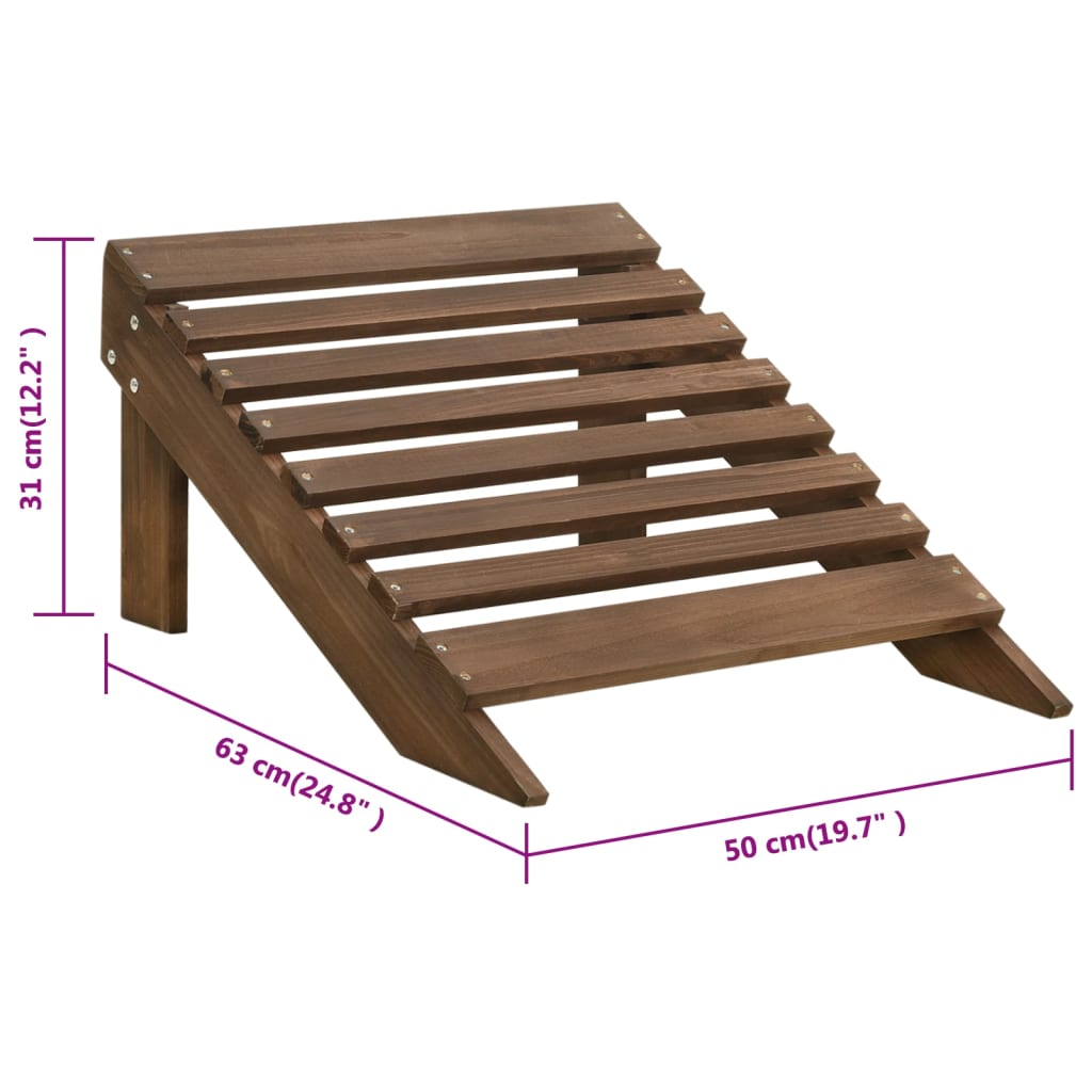 Garden chair with footrest, brown, wood