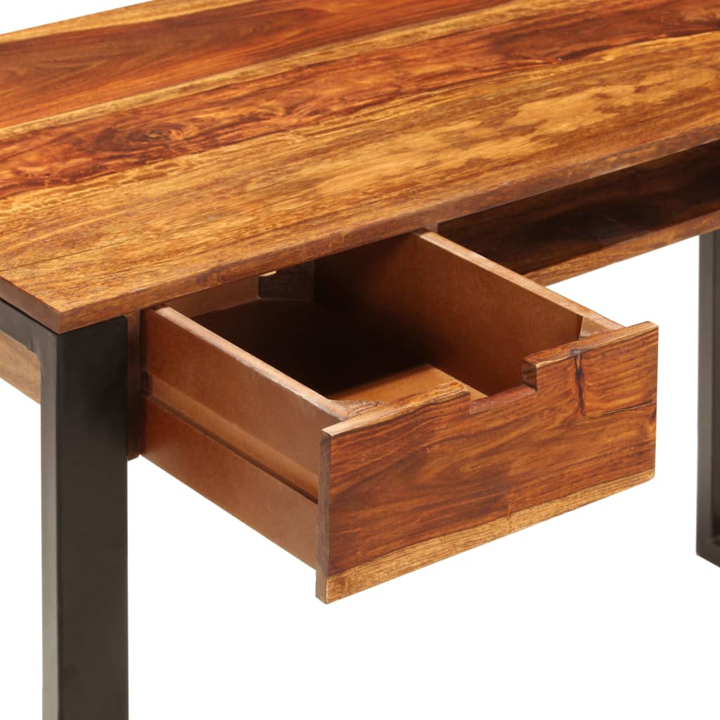 Desk, 110x55x78cm, pink particleboard and steel.