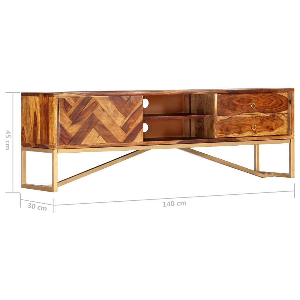 TV cabinet, 140x30x45cm, pinkish reclaimed solid wood