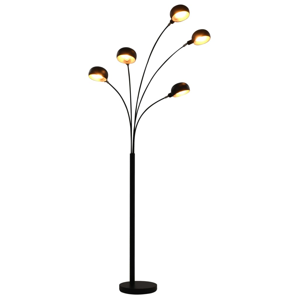 Stāvlampa, melnā un zelta krāsā, 200cm, 5xE14 spuldzes
