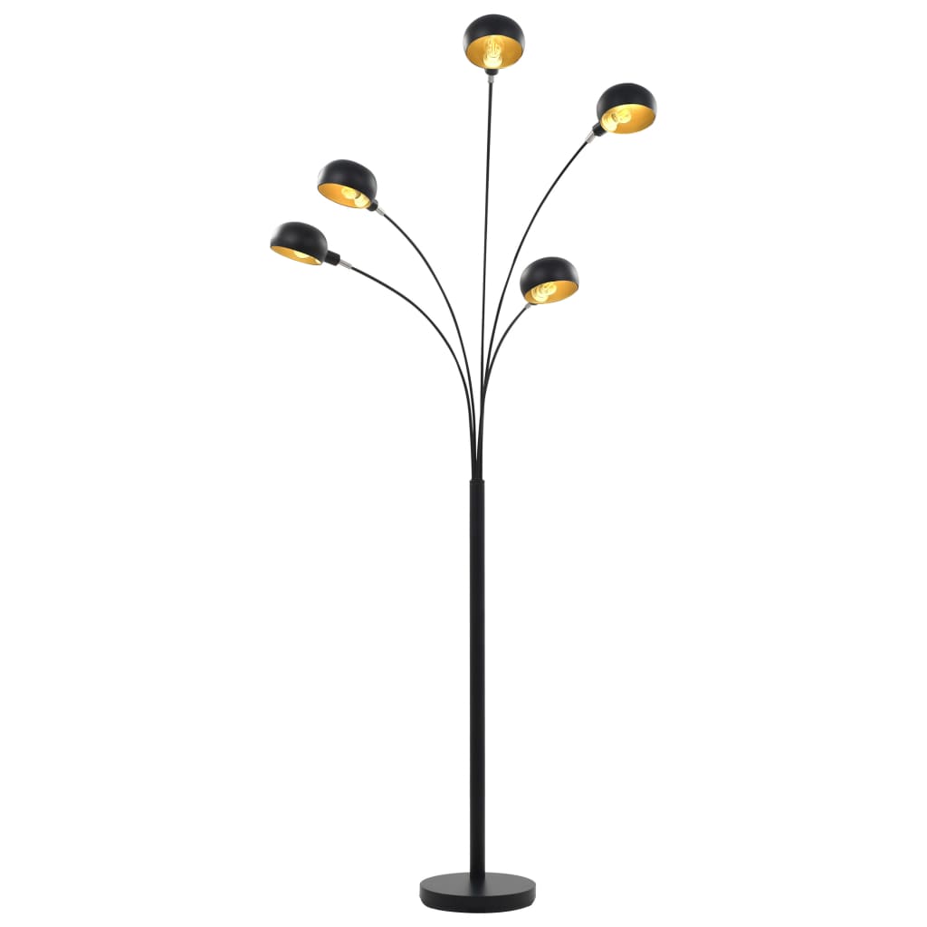 Stāvlampa, melnā un zelta krāsā, 200cm, 5xE14 spuldzes
