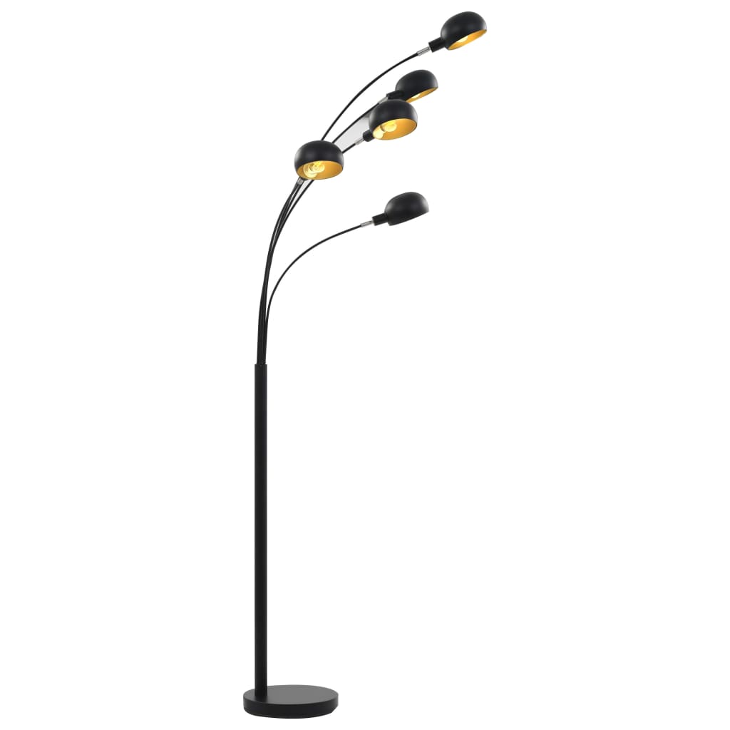 Stāvlampa, melnā un zelta krāsā, 200cm, 5xE14 spuldzes