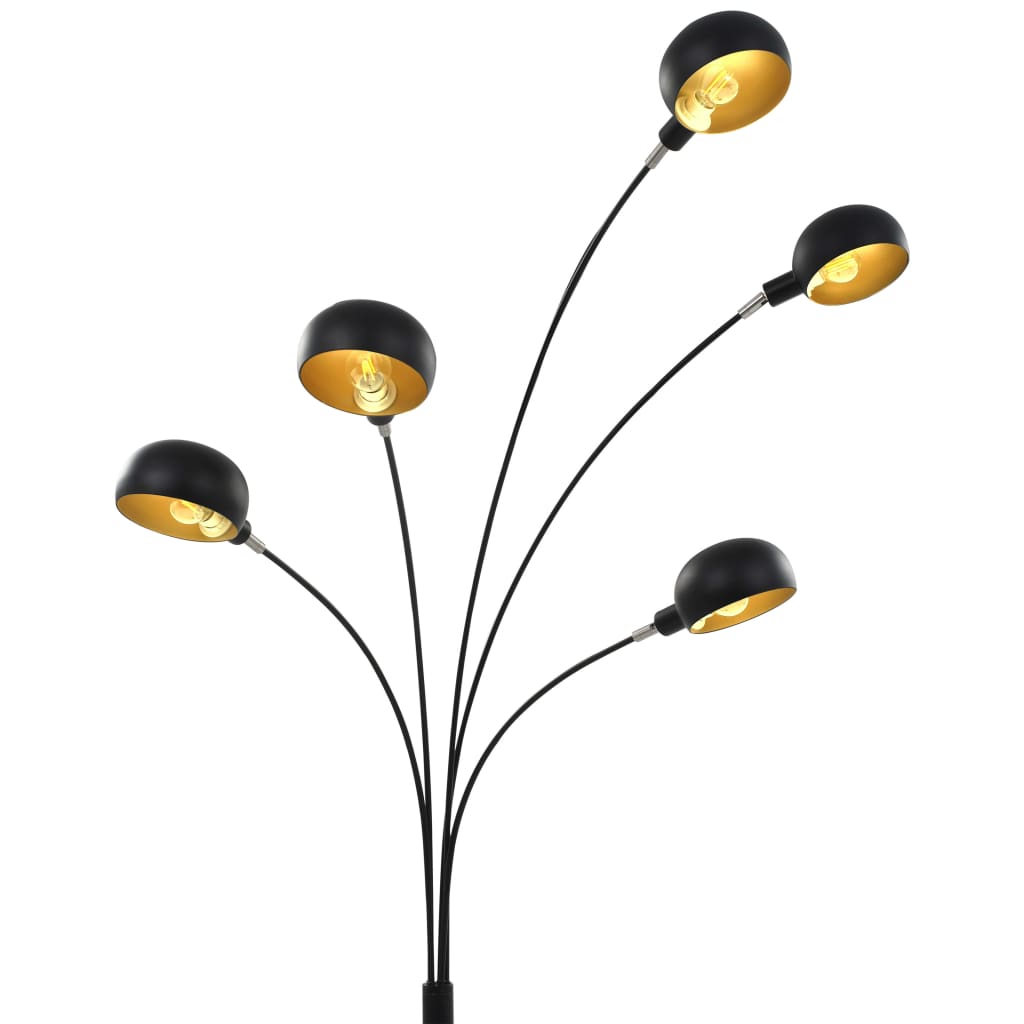 Stāvlampa, melnā un zelta krāsā, 200cm, 5xE14 spuldzes