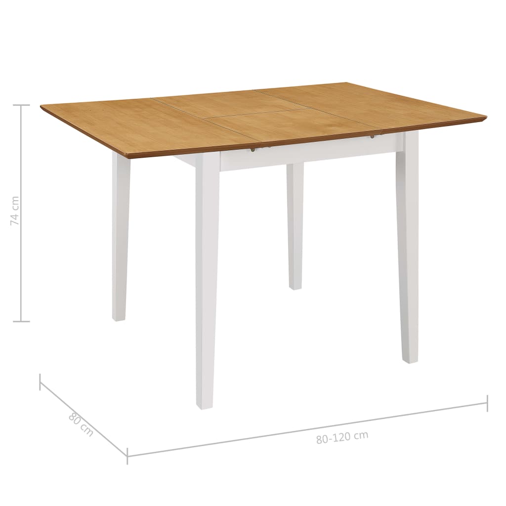 Extendable dining table, white, (80x120)x80x74 cm, MDF