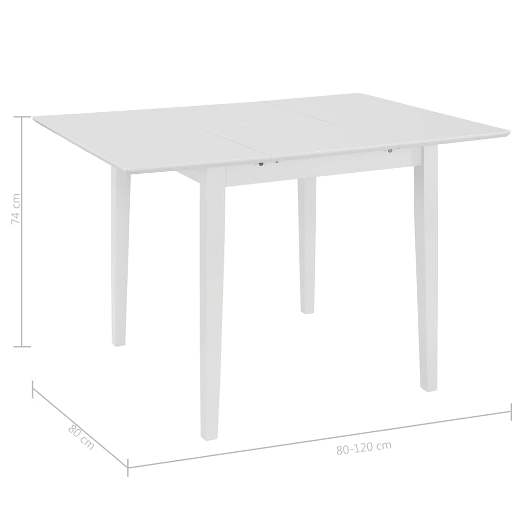 Extendable dining table, white, (80x120)x80x74 cm, MDF